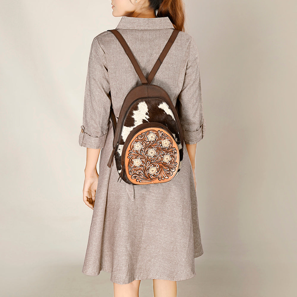 American Darling Hand-Tooled Hair-On Genuine Leather Bag