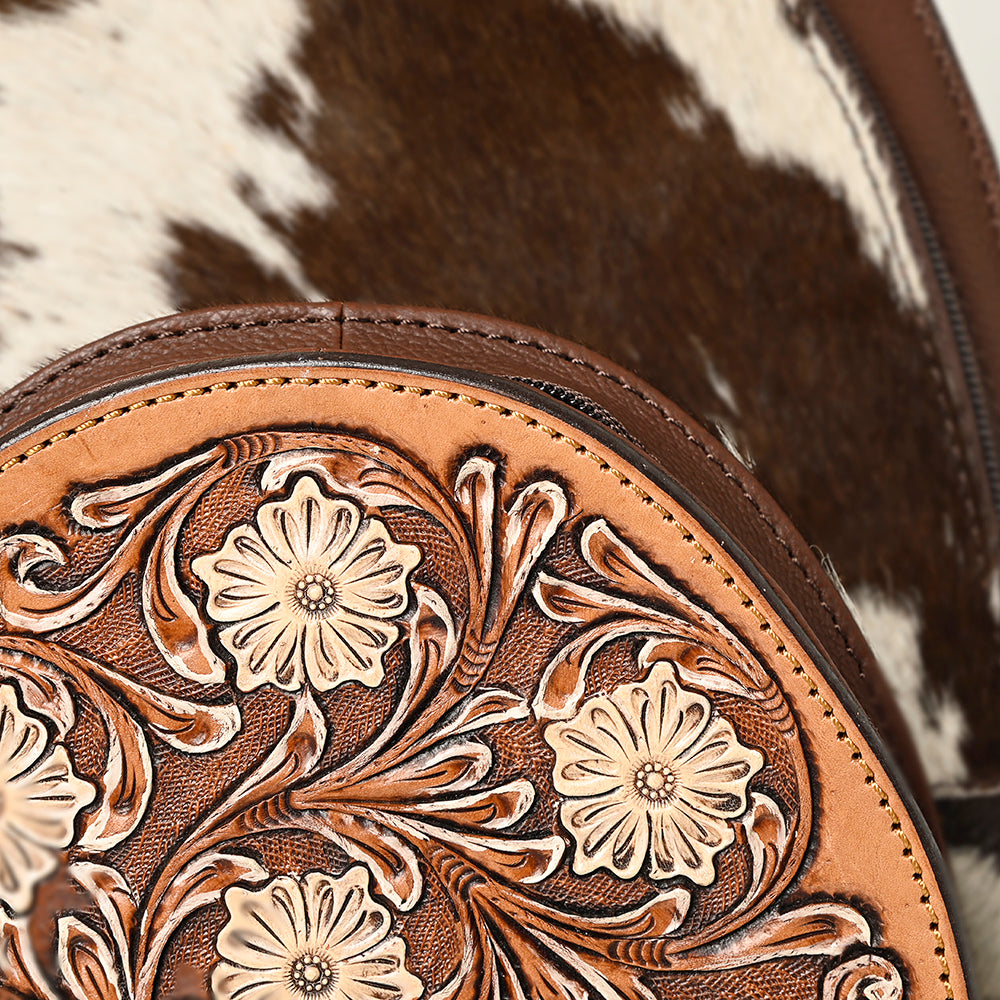 American Darling Hand-Tooled Hair-On Genuine Leather Bag