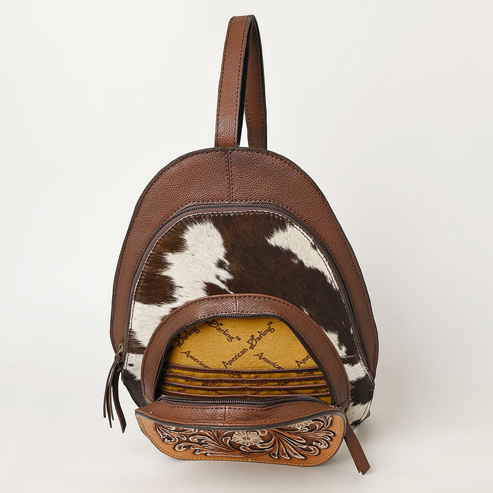 American Darling Hand-Tooled Hair-On Genuine Leather Bag