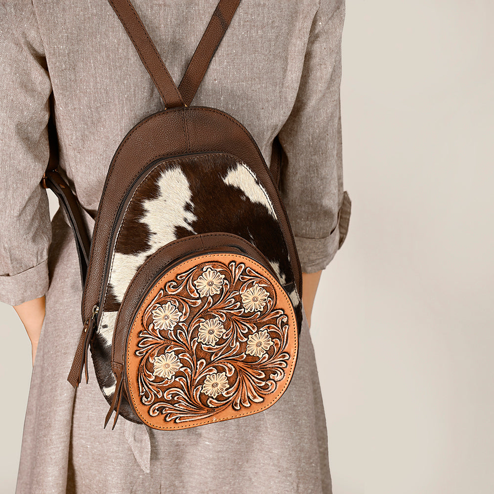 American Darling Hand-Tooled Hair-On Genuine Leather Bag