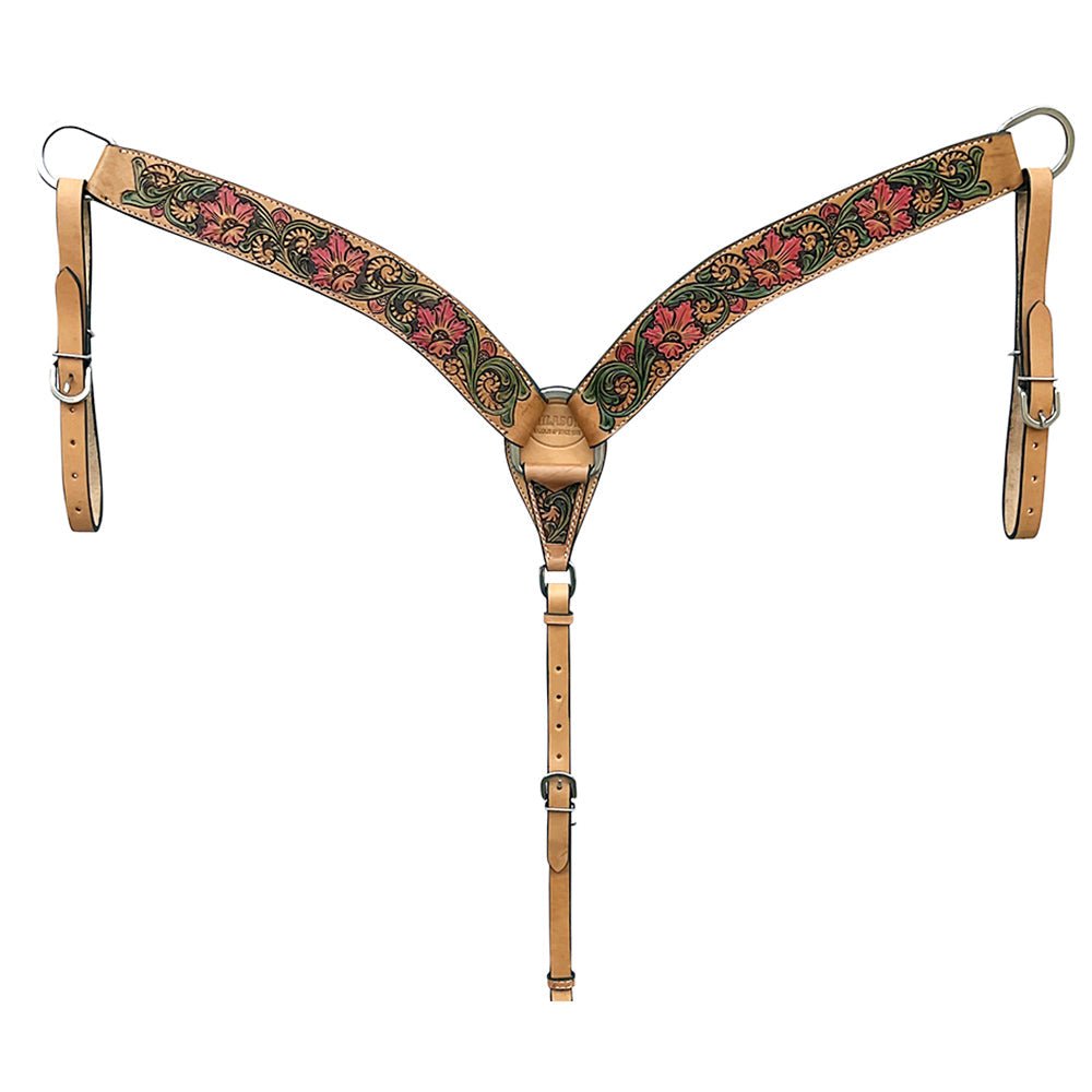 Hand-Carved Leather Western Headstall And Breast Collar Set For Training And Showing