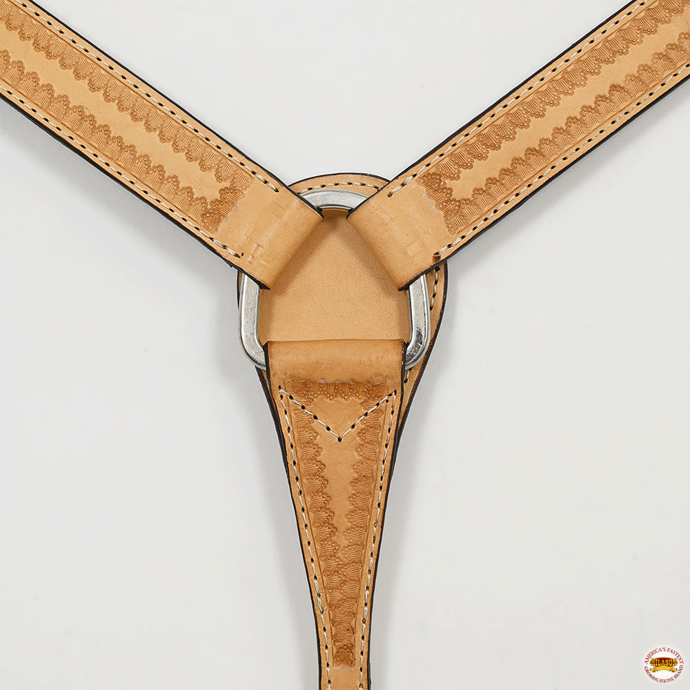 HILASON Western Horse Genuine Leather Hand Tooled Headstall Breast Collar Tan
