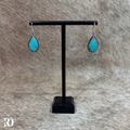 Kingman Turquoise Teardrop Hoop Dangle Earrings - Hada Collection