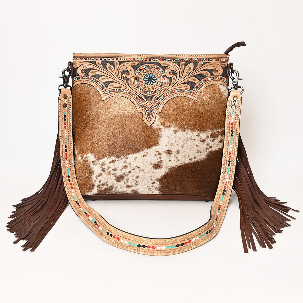 Ohlay Crossbody Hand Tooled Hair-On Genuine Leather