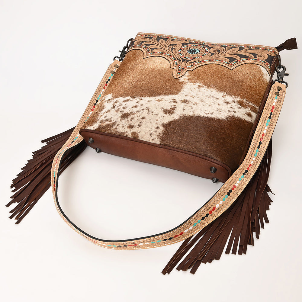 Ohlay Crossbody Hand Tooled Hair-On Genuine Leather