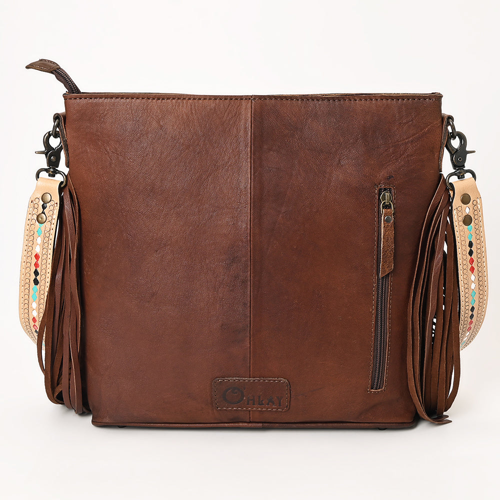 Ohlay Crossbody Hand Tooled Hair-On Genuine Leather