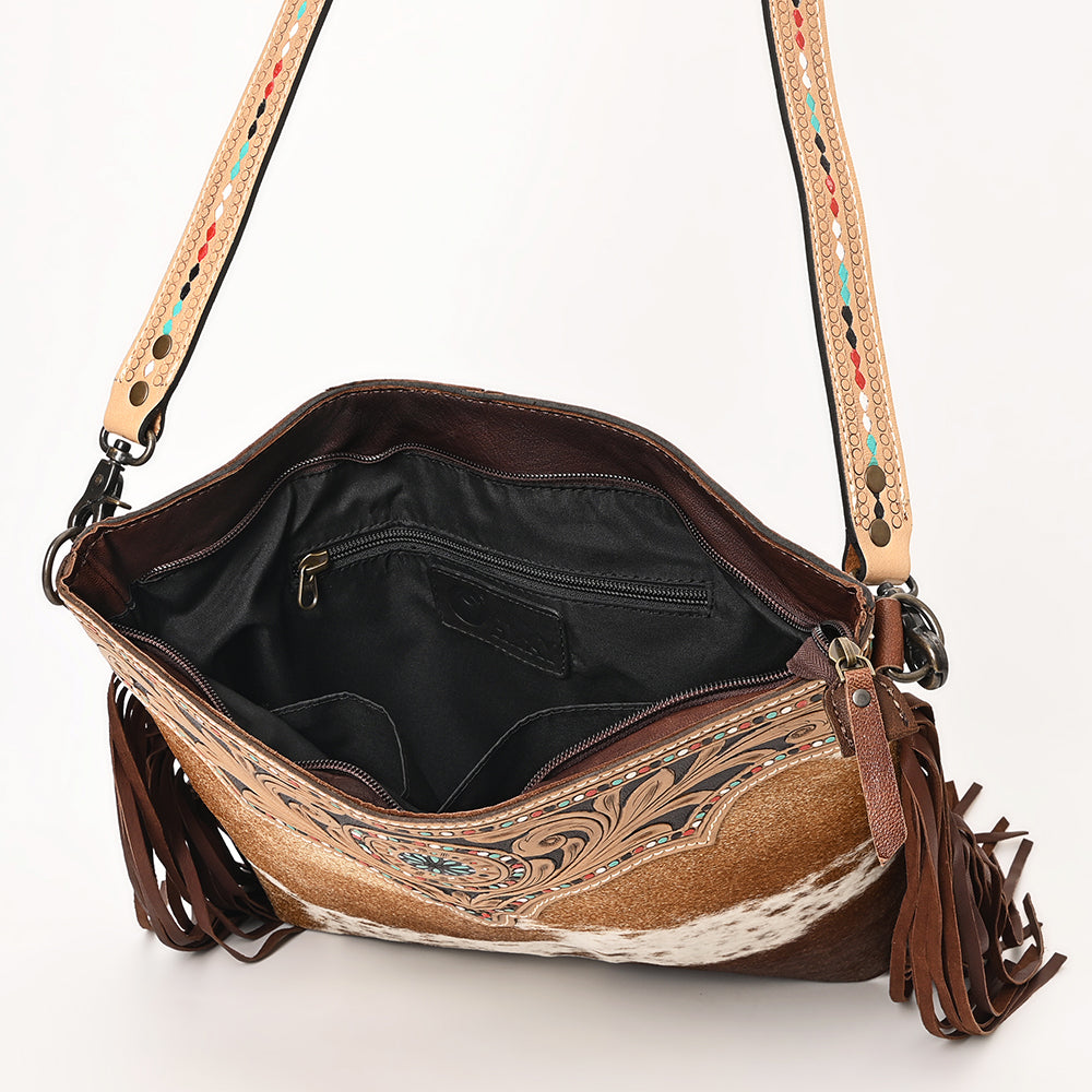 Ohlay Crossbody Hand Tooled Hair-On Genuine Leather