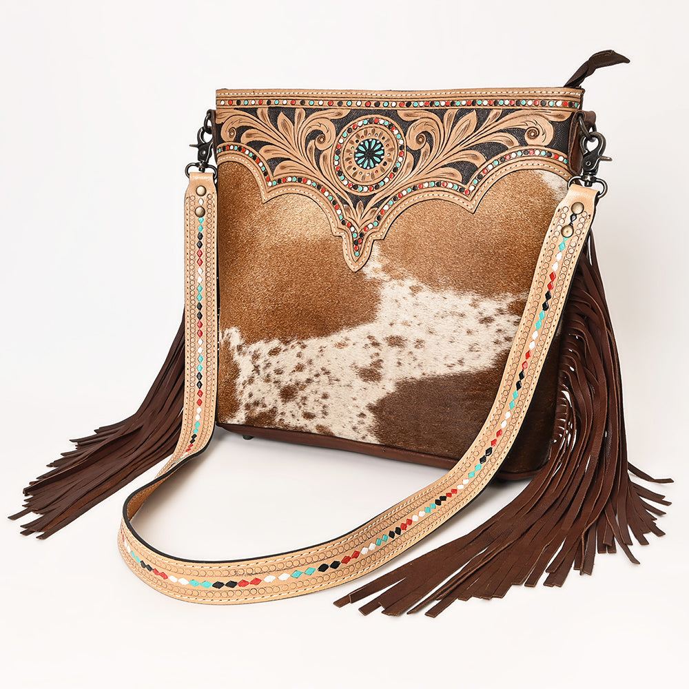 Ohlay Crossbody Hand Tooled Hair-On Genuine Leather