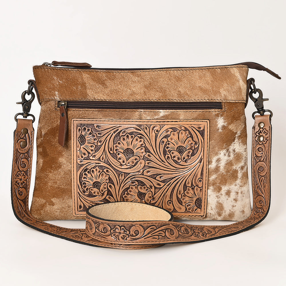 OHLAY Cross Body Hand Tooled Hair-On Genuine Leather Women Bag Western Handbag Purse | for