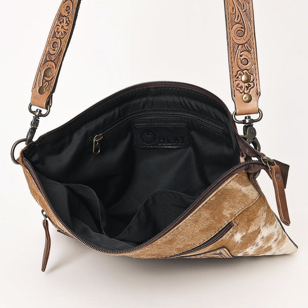 OHLAY Cross Body Hand Tooled Hair-On Genuine Leather Women Bag Western Handbag Purse | for