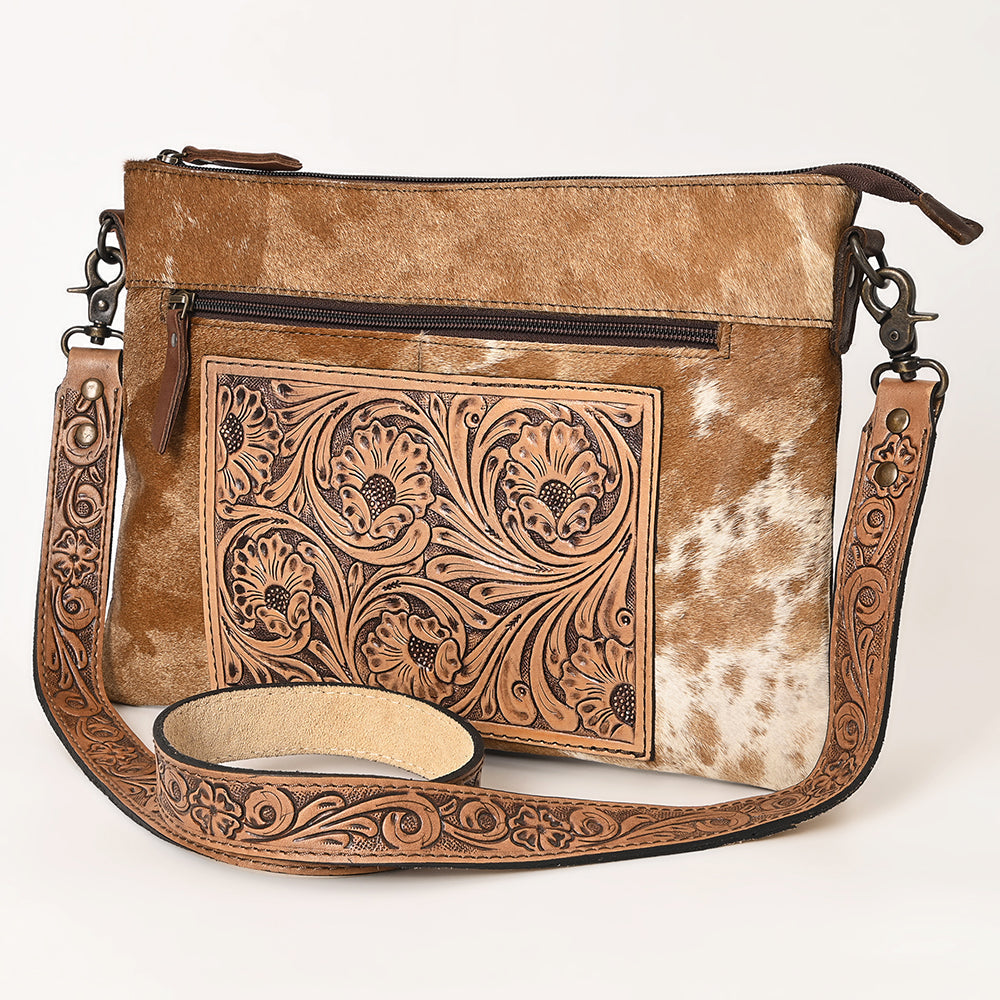 OHLAY Cross Body Hand Tooled Hair-On Genuine Leather Women Bag Western Handbag Purse | for