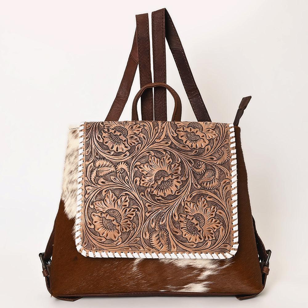 OHLAY Hand-Tooled Hair-On Leather Backpack