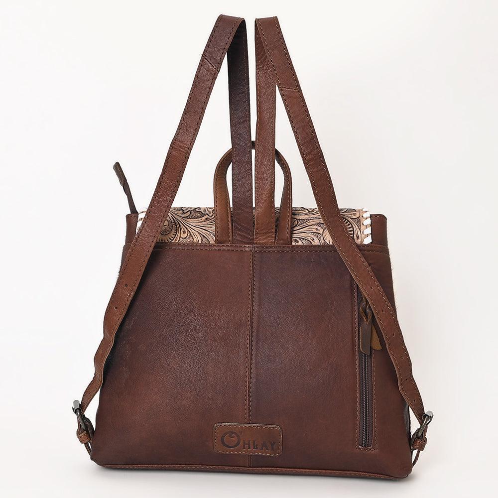 OHLAY Hand-Tooled Hair-On Leather Backpack