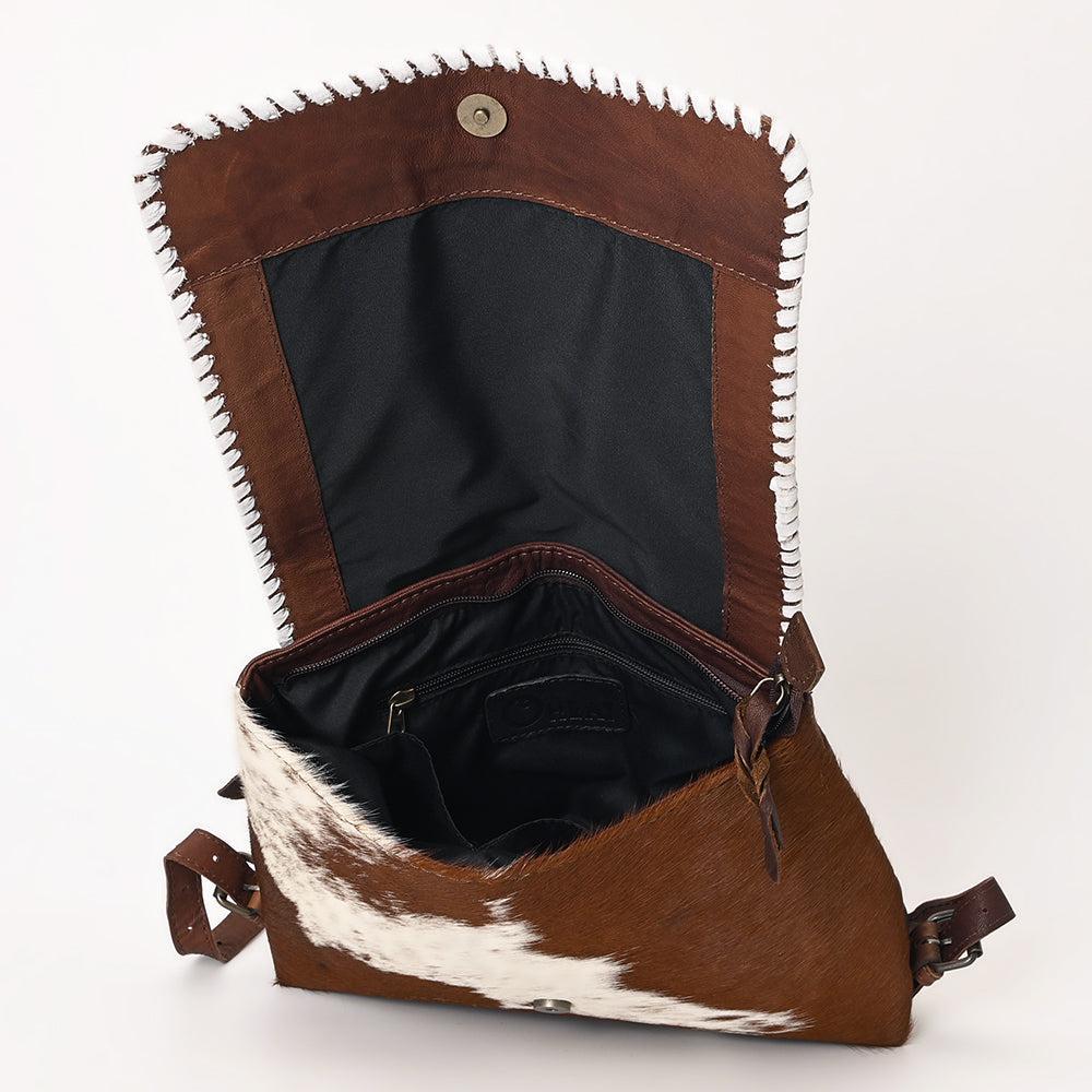 OHLAY Hand-Tooled Hair-On Leather Backpack