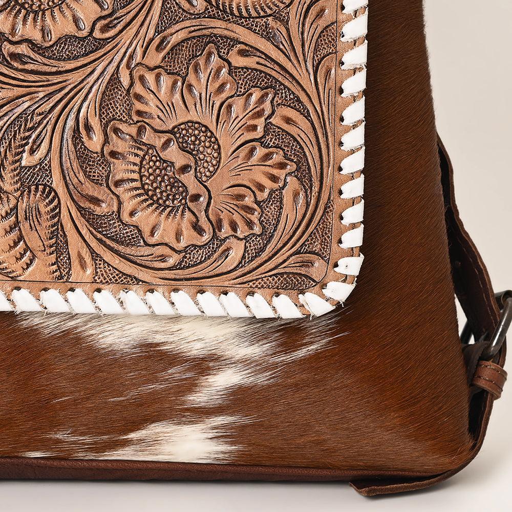 OHLAY Hand-Tooled Hair-On Leather Backpack