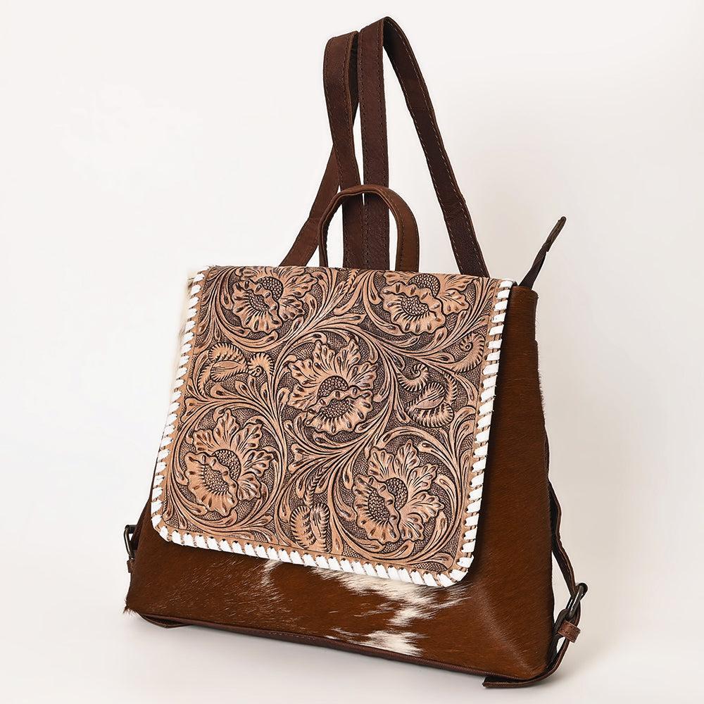 OHLAY Hand-Tooled Hair-On Leather Backpack