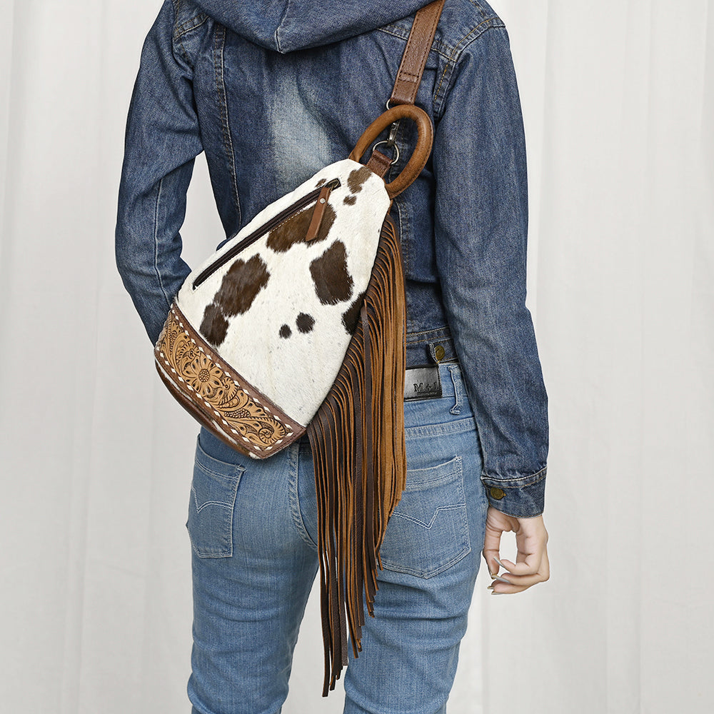 American Darling Sling Hand Tooled Hair-onGenuine Leather