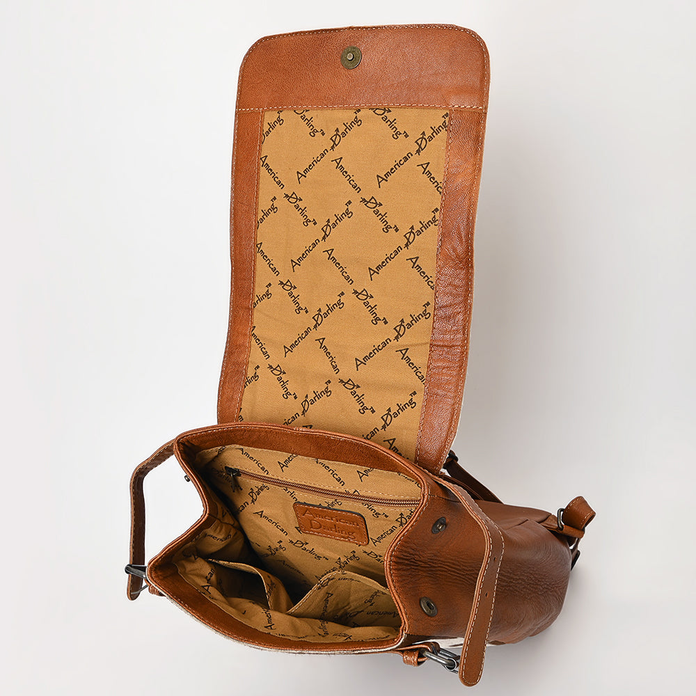 American Darling Hand-Tooled Hair-On Genuine Leather Backpack