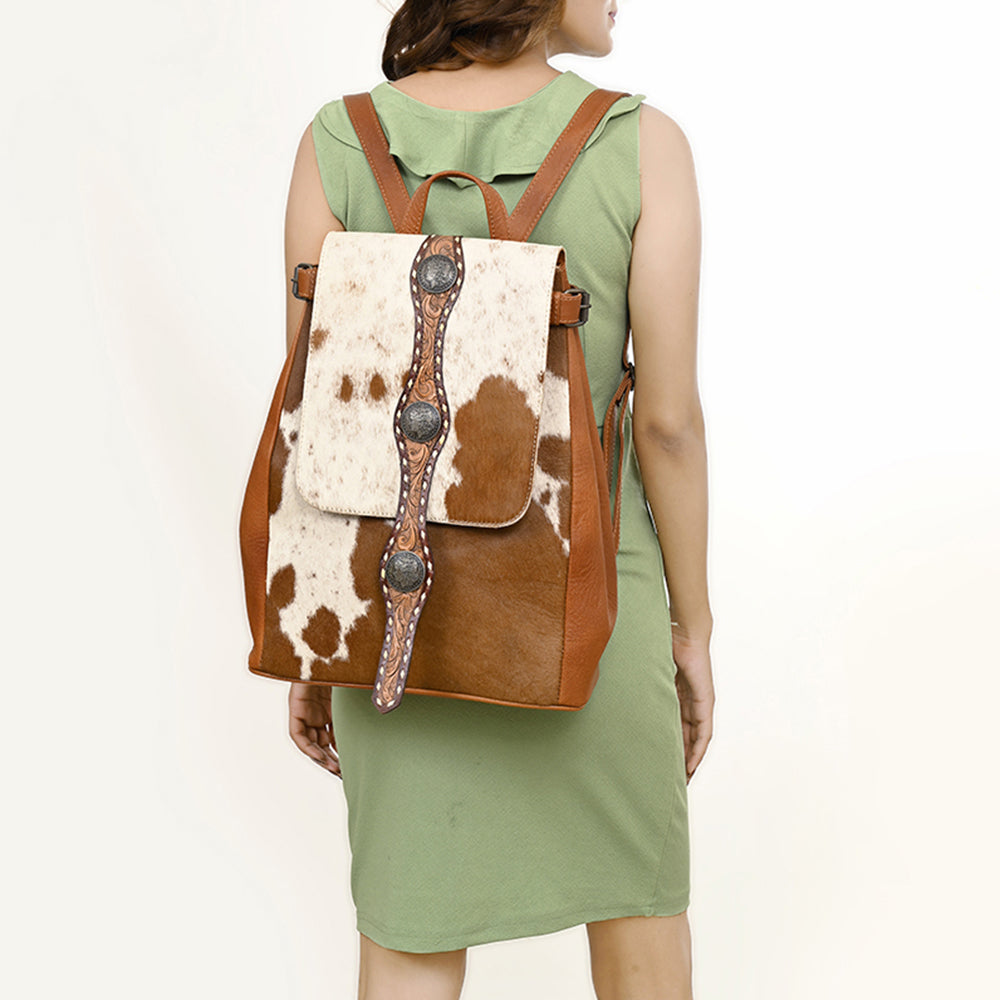 American Darling Hand-Tooled Hair-On Genuine Leather Backpack