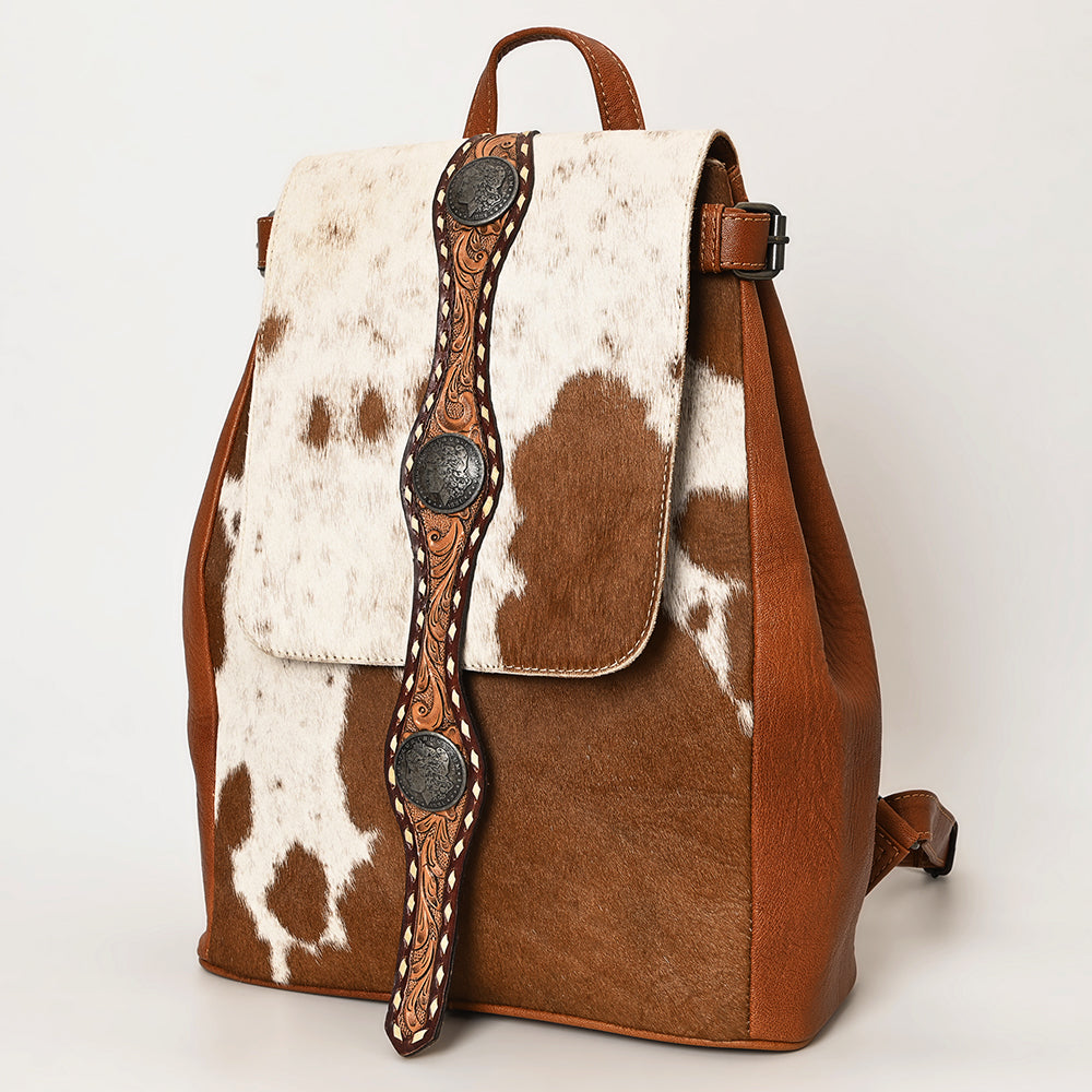 American Darling Hand-Tooled Hair-On Genuine Leather Backpack