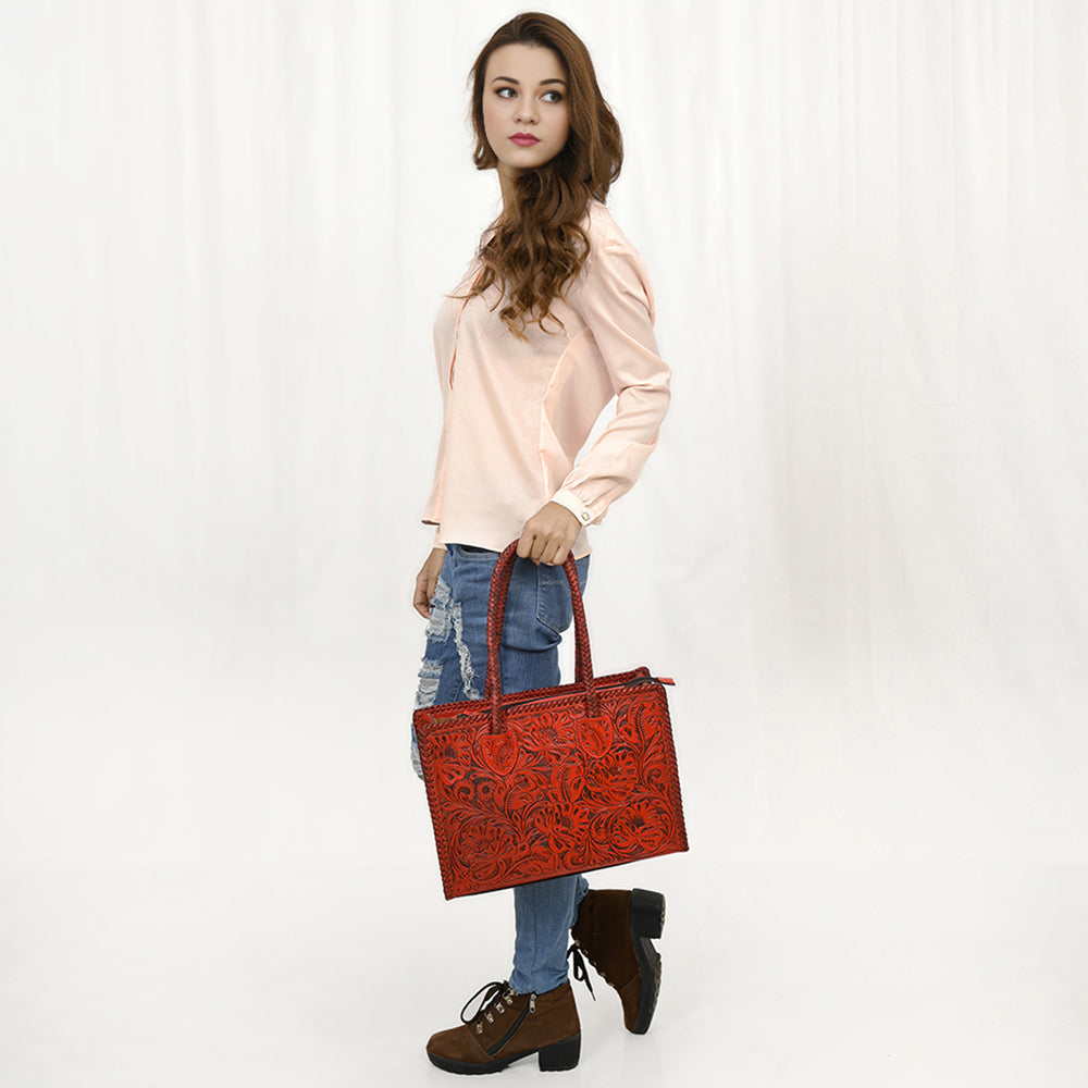 American Darling Hand-Tooled Genuine Leather Tote