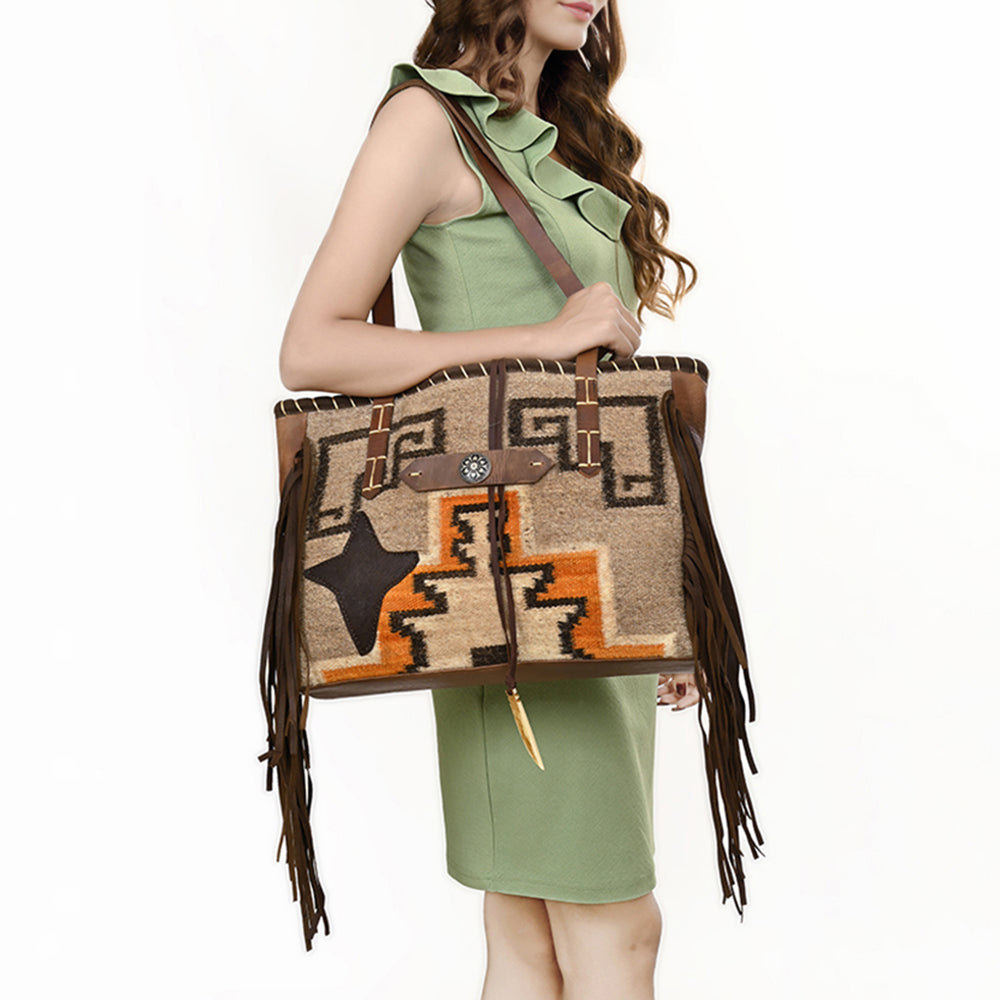 American Darling Saddle Blanket Genuine Leather Tote