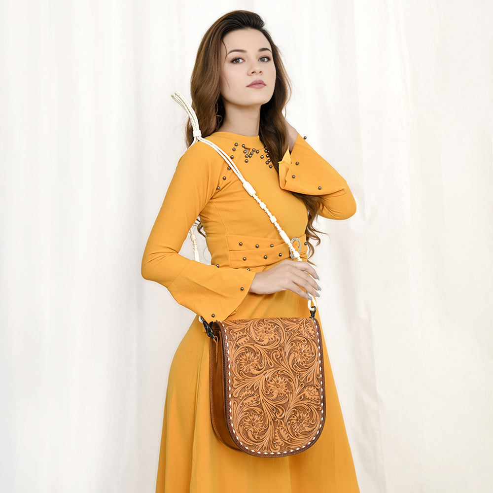American Darling Hand-Tooled Genuine Leather Crossbody Bag