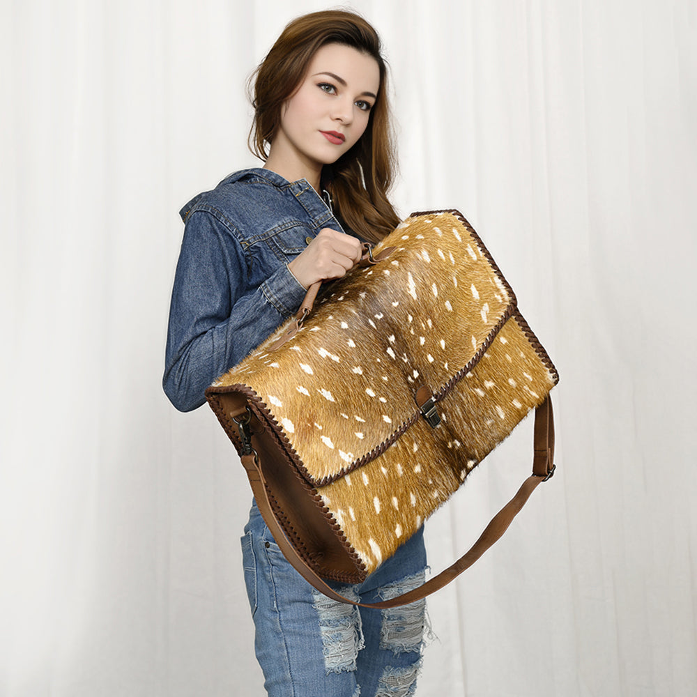 American Darling Hair-On Leather Briefcase
