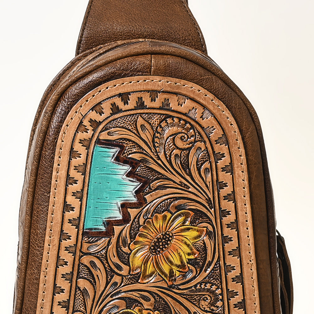 American Darling Crossbody Hand Tooled Genuine Leather