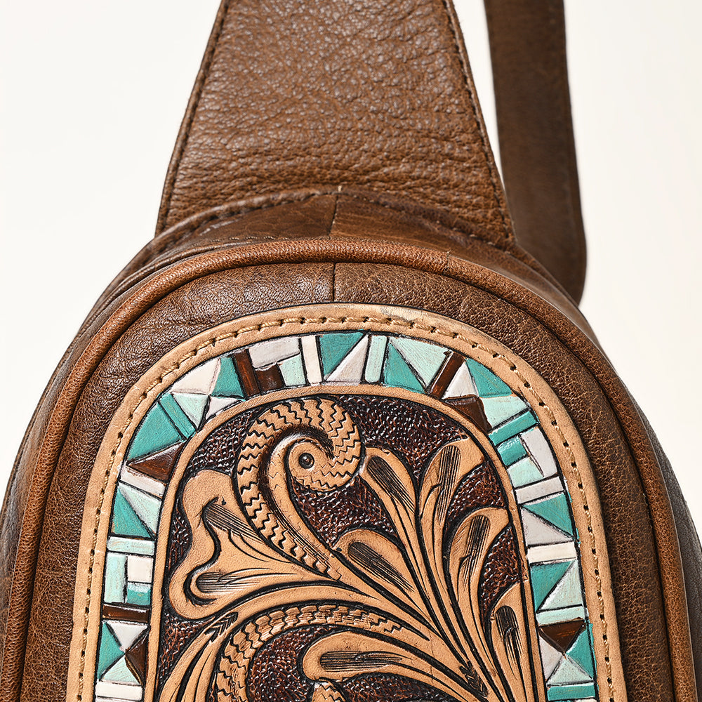 American Darling Crossbody Hand Tooled Genuine Leather