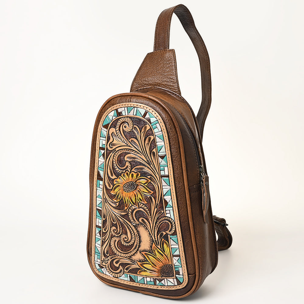 American Darling Crossbody Hand Tooled Genuine Leather