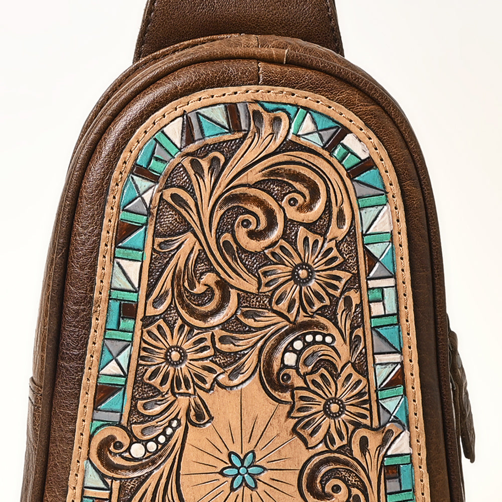 American Darling Crossbody Hand Tooled Genuine Leather