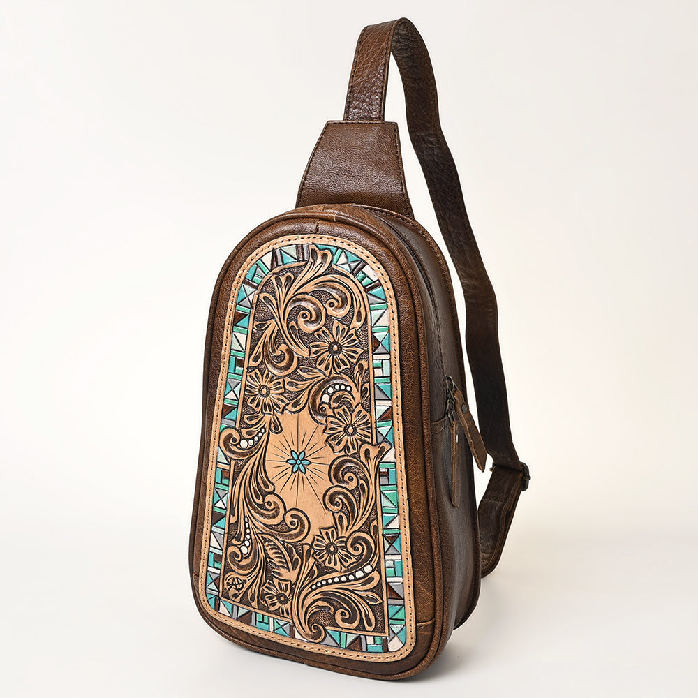 American Darling Crossbody Hand Tooled Genuine Leather