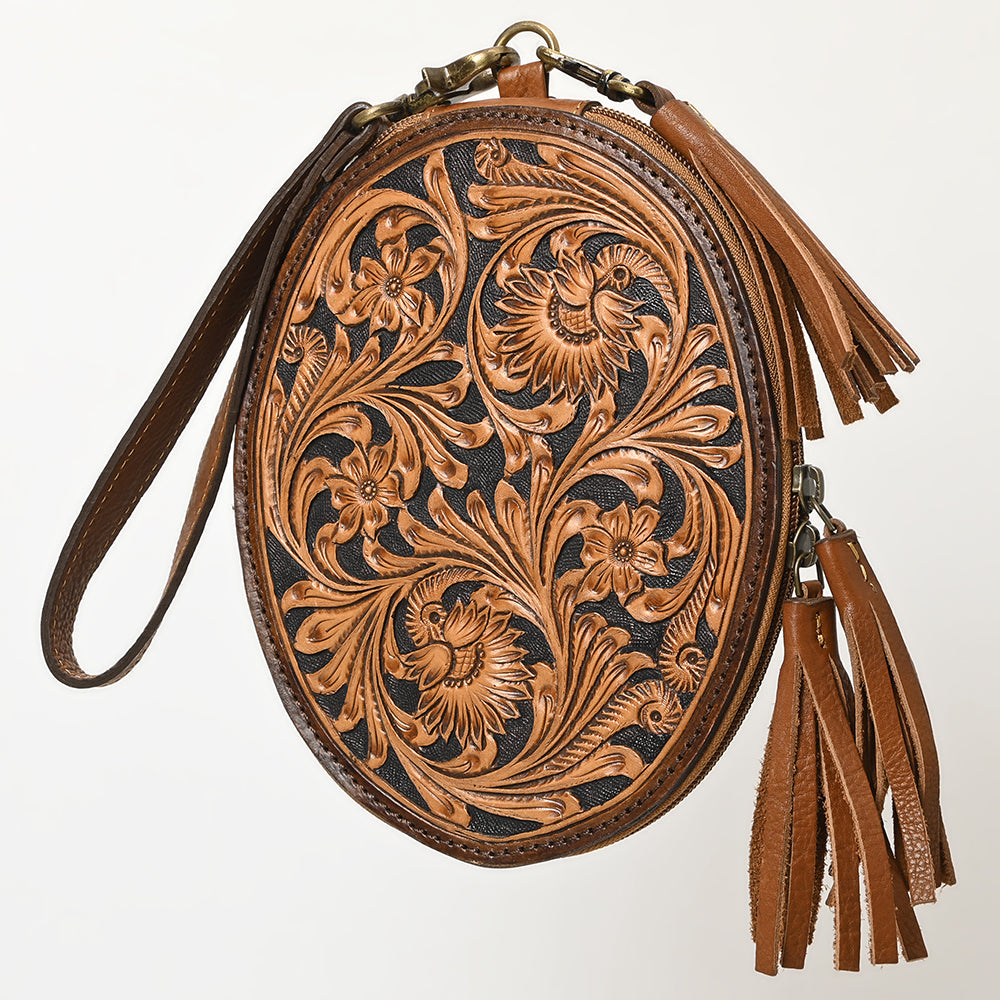American Darling Hand-Tooled Genuine Leather Wristlet