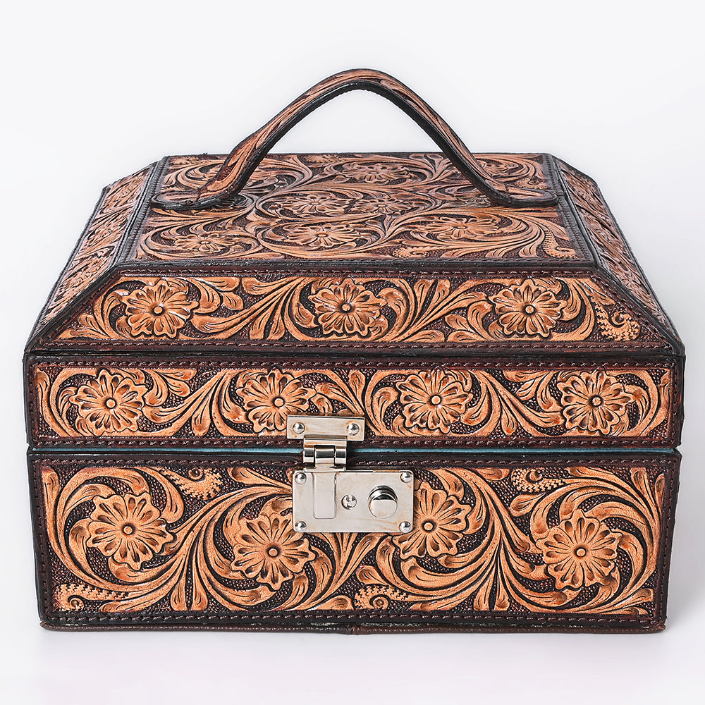 American Darling Jewelry Case Hand Tooled Genuine Leather