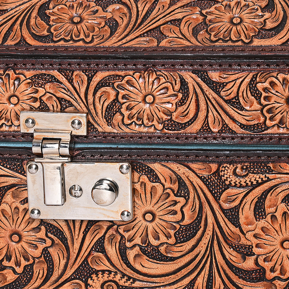 American Darling Jewelry Case Hand Tooled Genuine Leather