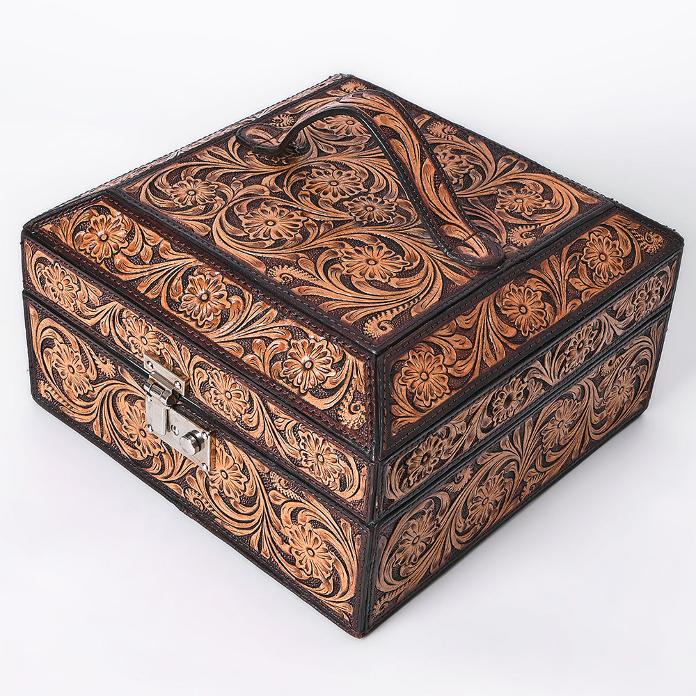 American Darling Jewelry Case Hand Tooled Genuine Leather