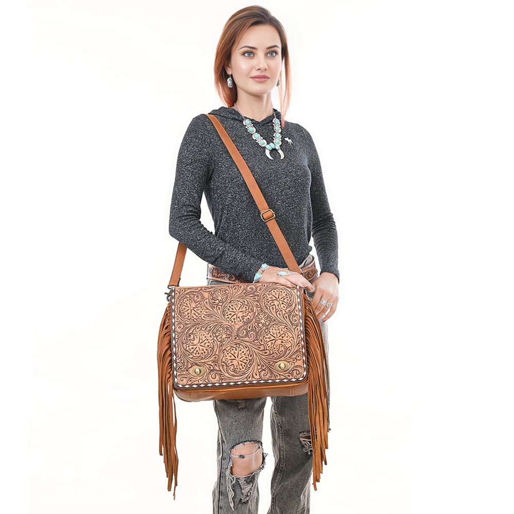 American Darling Hand-Tooled Genuine Leather Crossbody Bag