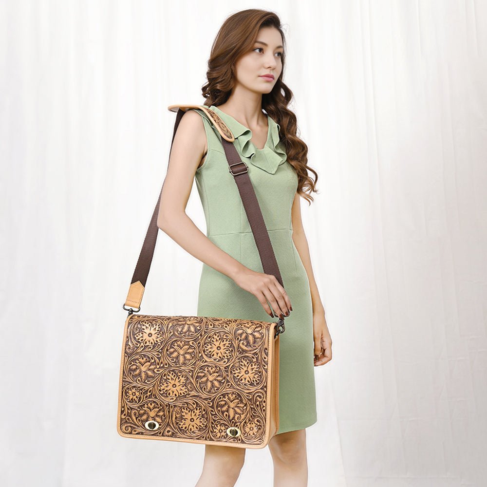 American Darling Hand-Tooled Genuine Leather Crossbody Bag