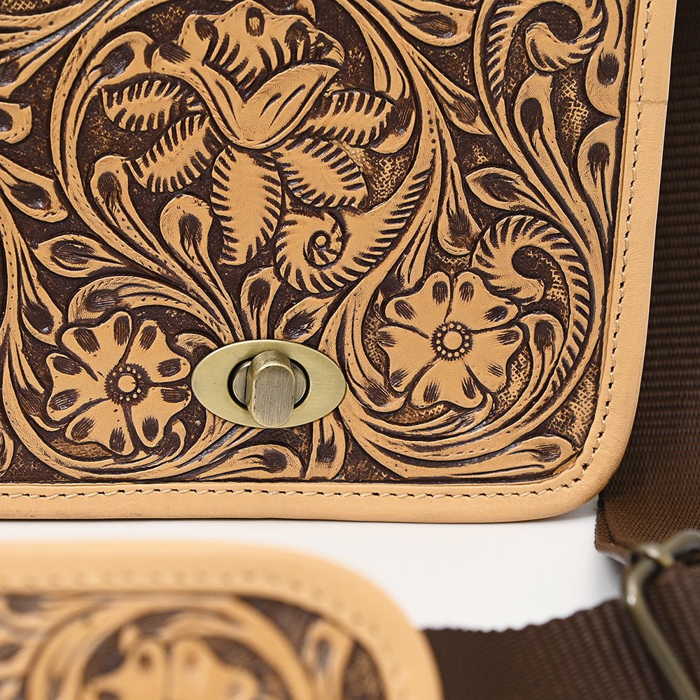 American Darling Hand-Tooled Genuine Leather Crossbody Bag