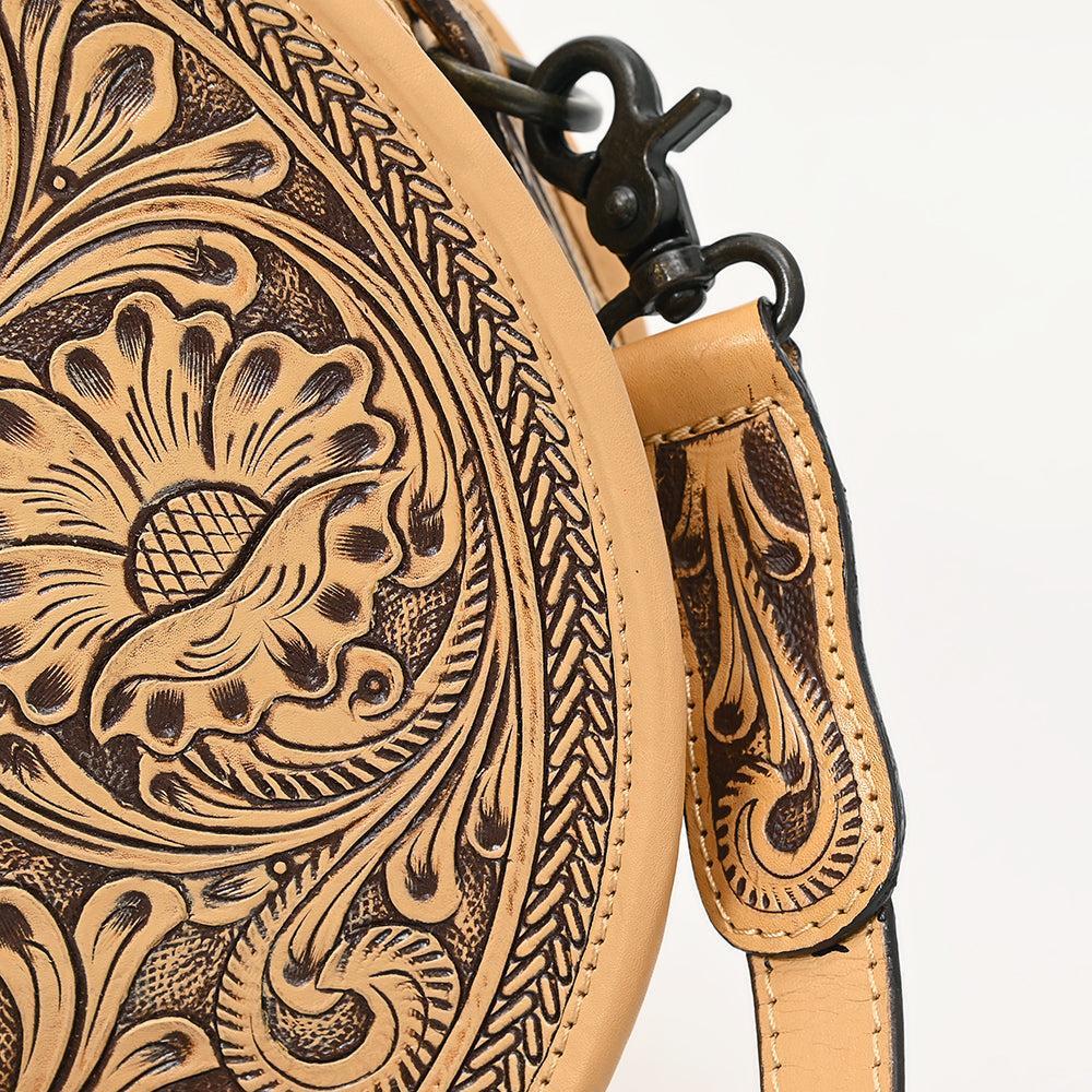 American Darling Hand-Tooled Genuine Leather Canteen Bag