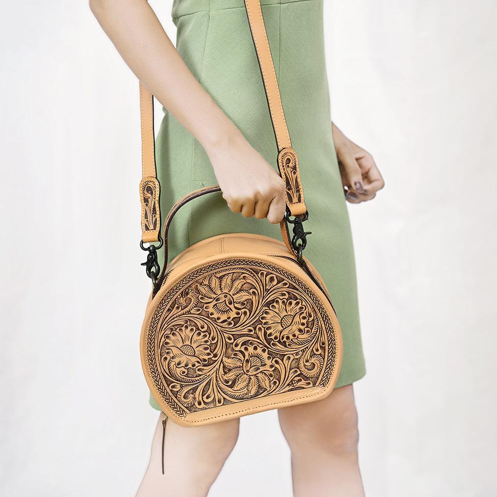 American Darling Hand-Tooled Genuine Leather Canteen Bag