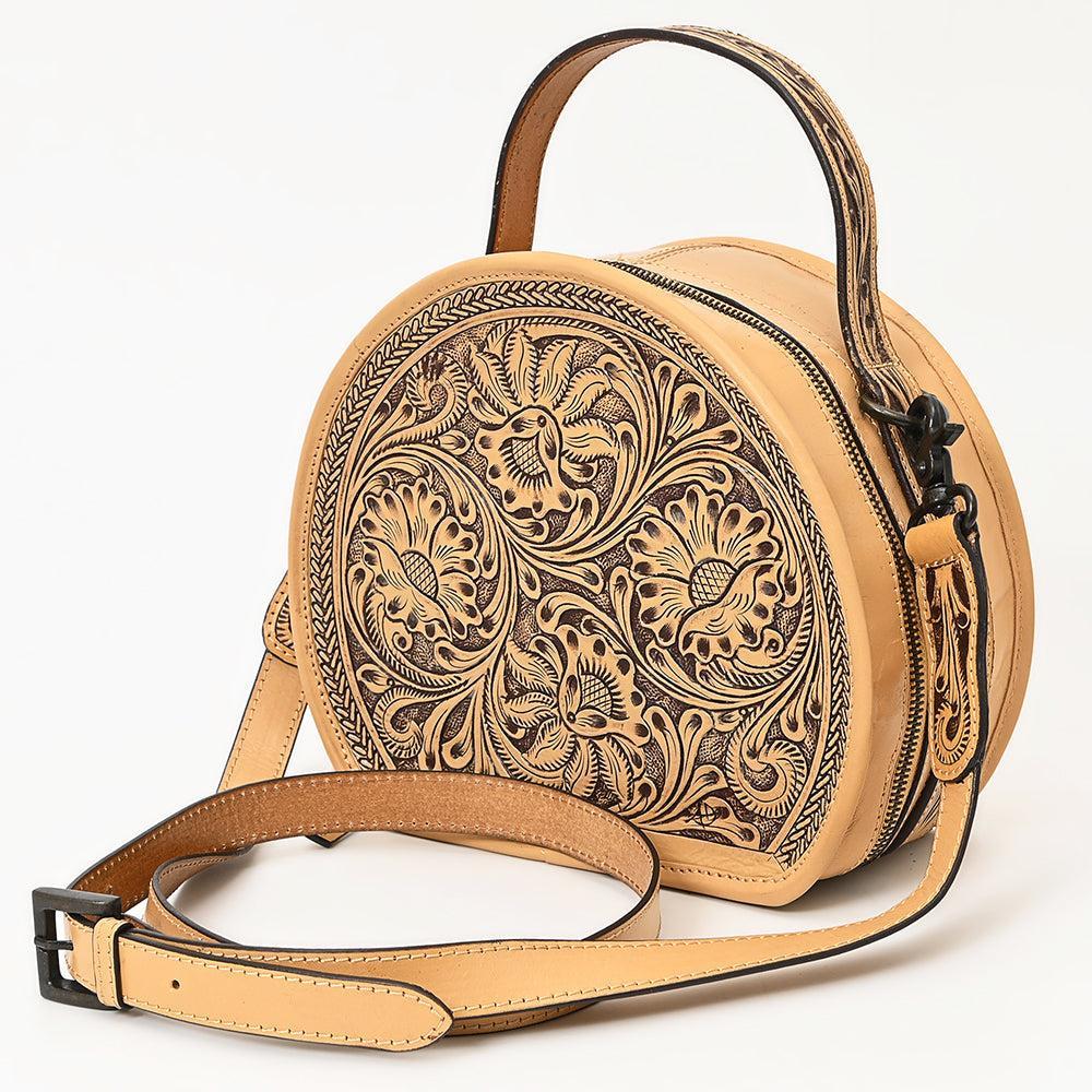 American Darling Hand-Tooled Genuine Leather Canteen Bag