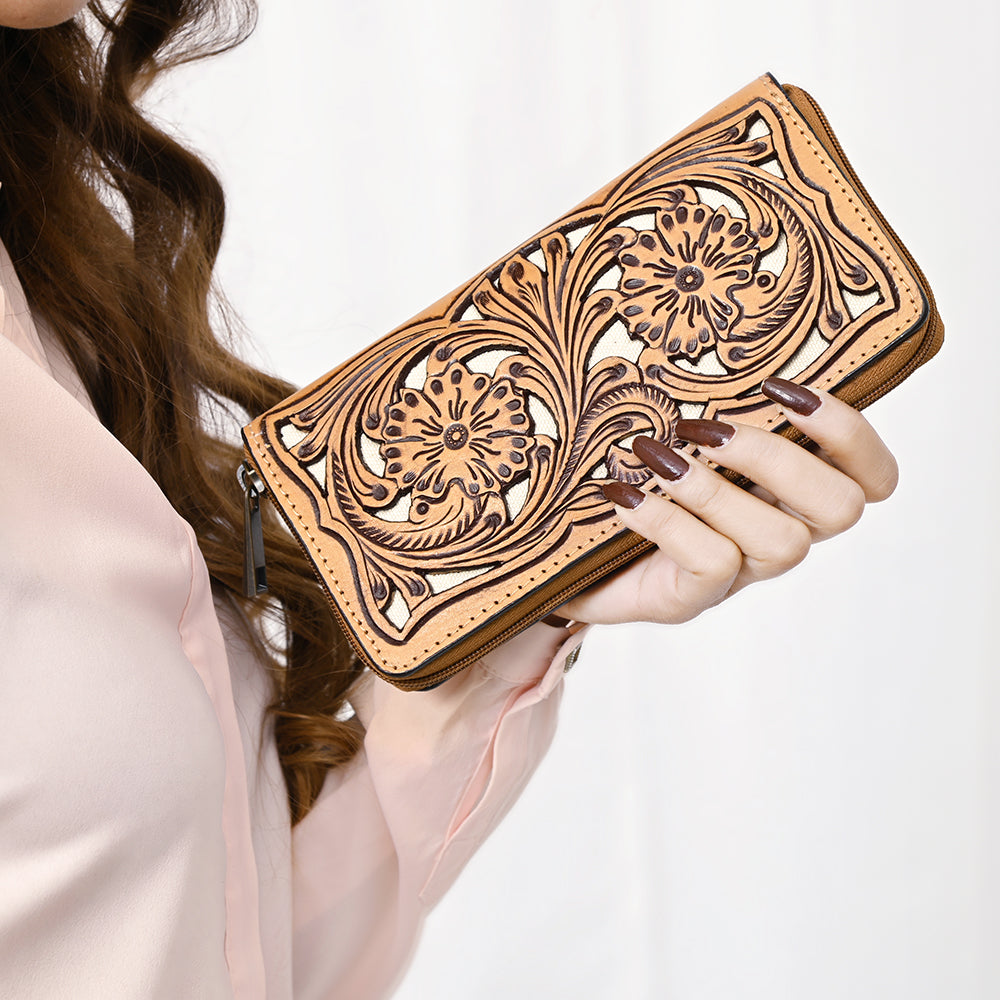 American Darling Wallet Hand Tooled Genuine Leather