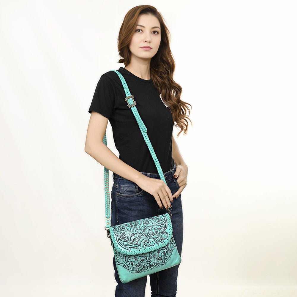 American Darling Small Crossbody Hand Tooled Genuine Leather