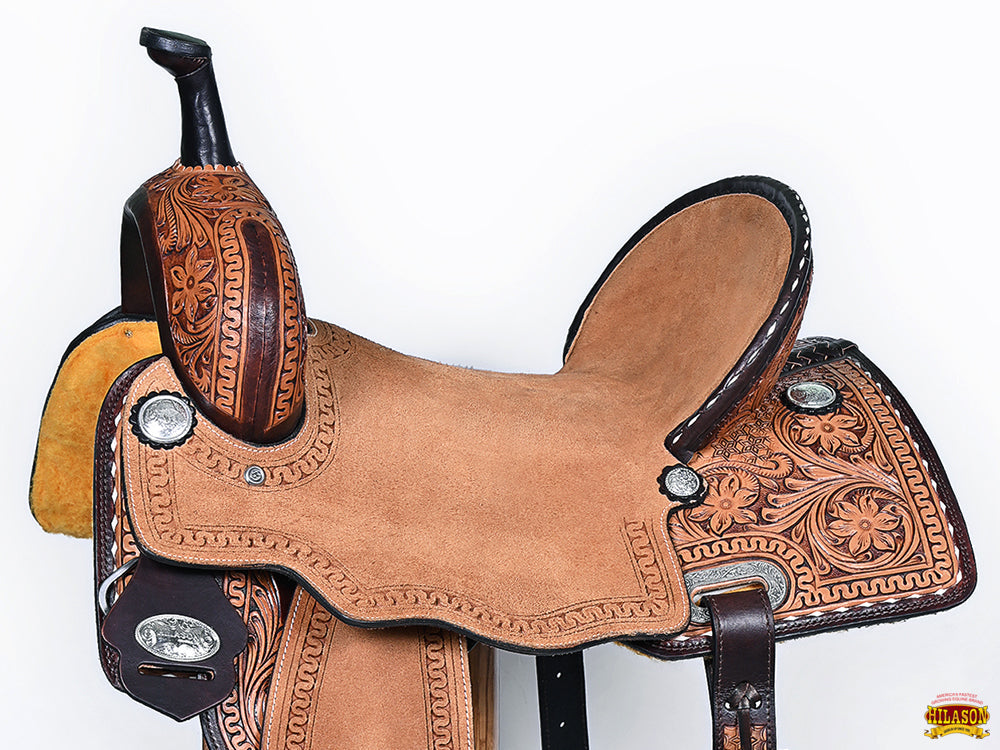 HILASON Western Horse Saddle American Leather Trail Barrel Brown