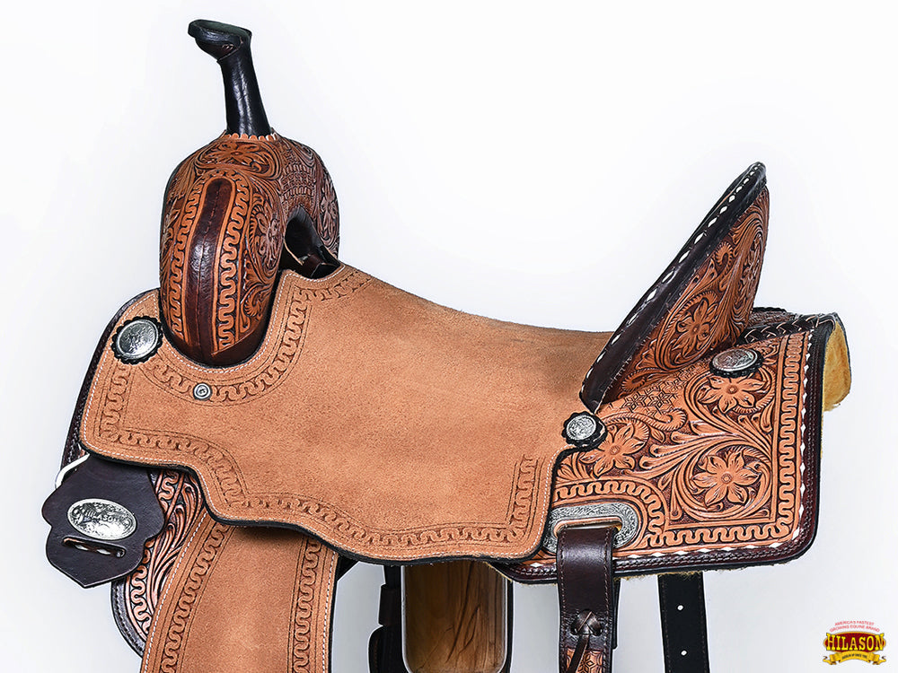 HILASON Western Horse Saddle American Leather Trail Barrel Brown
