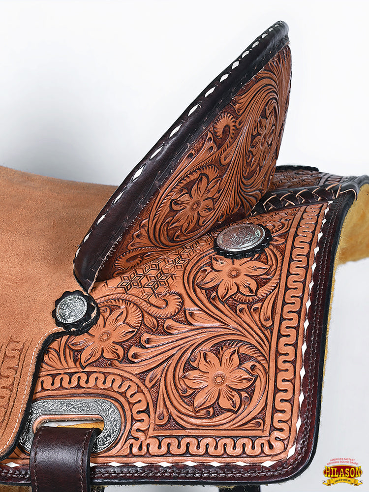 HILASON Western Horse Saddle American Leather Trail Barrel Brown