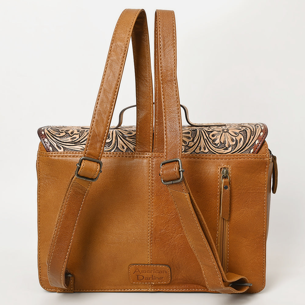 American Darling Hand-Tooled Hair-On Genuine Leather Briefcase