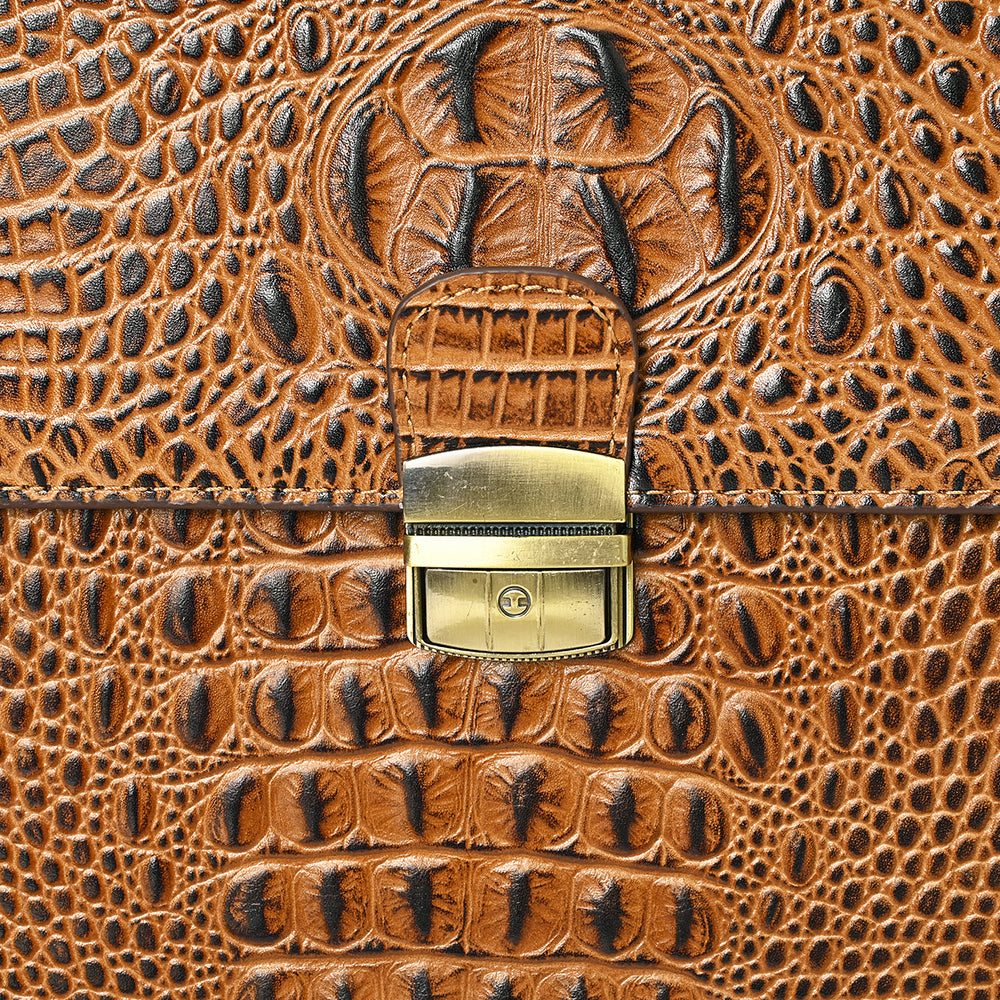 American Darling Crocodile Embossed Genuine Leather Briefcase Bag – Western Work Tote with Multiple Compartments – Premium Artisan Craft